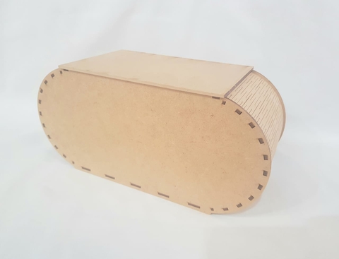 CAIXA LASER OVAL SANFONADA 31X13X15CM ARREDONDADA COM TAMPA (desmontada)
