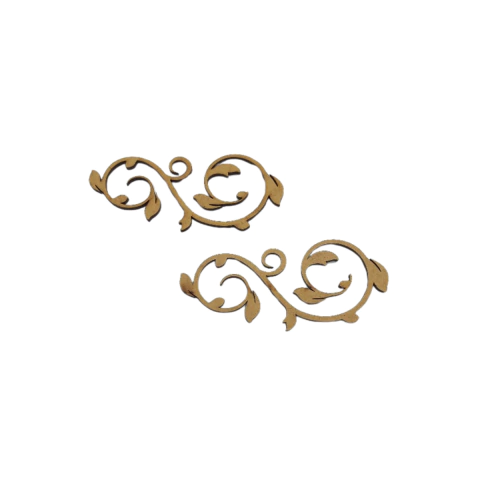 Aplique MDF Arabesco Duplo com Folhas 10x4cm