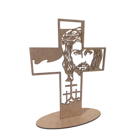 CRUZ ROSTO JESUS 20X15CM COM BASE