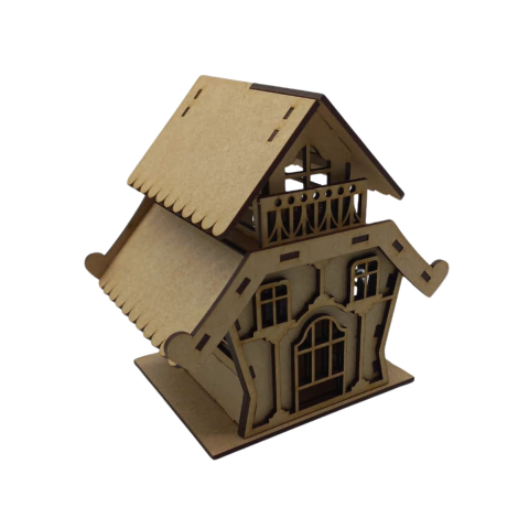 Casa de Natal MDF Estilo Europeu com Tampa 13,5x14x10,5 Nº2 (desmontado)