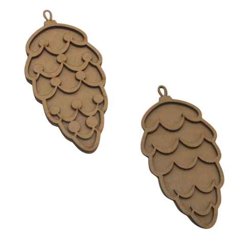 Enfeite MDF Pendente Natalino Pinha 12x6cm