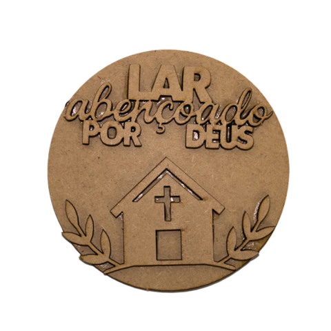 Escapulário MDF Com Frase Lar abençoado por Deus 10cm