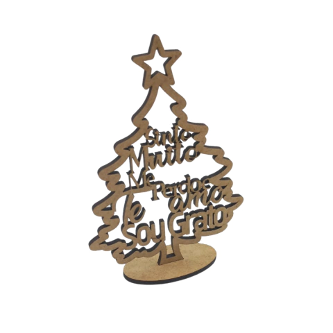 Árvore de Natal MDF com Frase Hooponopono 10,5x7,5cm
