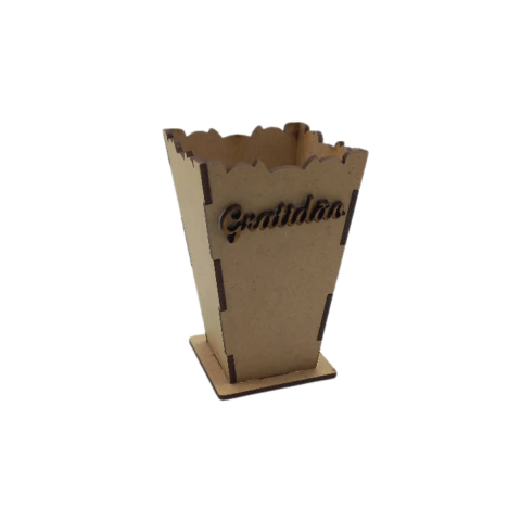 Cachepot MDF Decorativo mini alto Gratidão 10x6,5cm