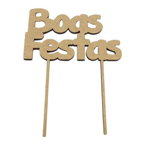 Topo de Bolo MDF Natalino Boas Festas 15x10,7cm