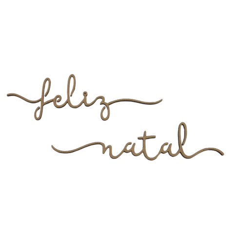 Palavra MDF Feliz Natal Cursiva Decorativa 37x6cm