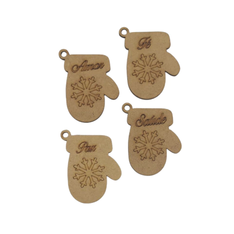 Enfeite MDF Pendente Natalino Luva 7x5,5cm