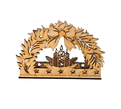 Porta guardanapos Natal MDF cru guirlanda com vela 13x9x4cm (DESMONTADO)