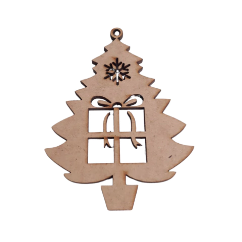 Enfeite MDF Pendente Árvore de Natal com Presente