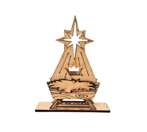 Porta guardanapos Natal MDF cru manjedoura 8x10x3cm (DESMONTADO)