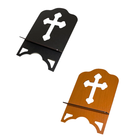 Porta Bíblia MDF com Cruz Vazada e base 36x25x5cm