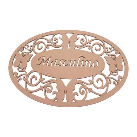 PLACA OVAL BORBOLETAS MASCULINO 29X20,5CM