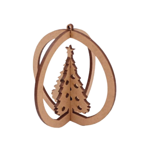 Enfeite MDF Pendente Bola Árvore de Natal Dupla 8cm