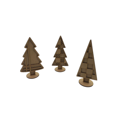 Enfeite MDF Árvore de Natal 3D com base