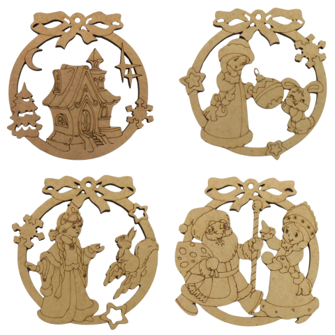 Enfeite MDF Pendente Bola de Natal com Laço 8,5cm