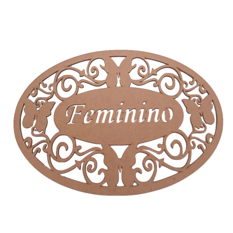 PLACA OVAL BORBOLETAS FEMININO 29X20,5CM