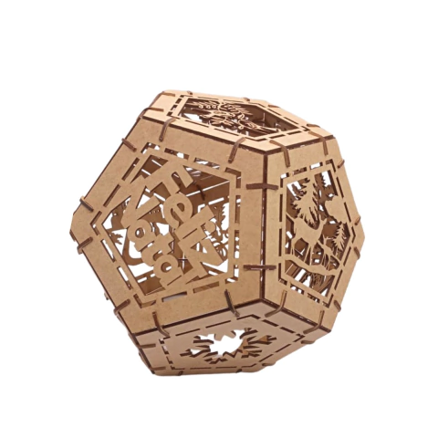 Luminária MDF de Natal Globo Vazado 24,5x24,5cm (desmontado)