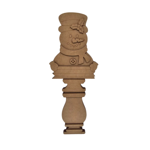 Enfeite MDF Natal Boneco de Neve com Base Torneada 37x13,5cm (desmontado)