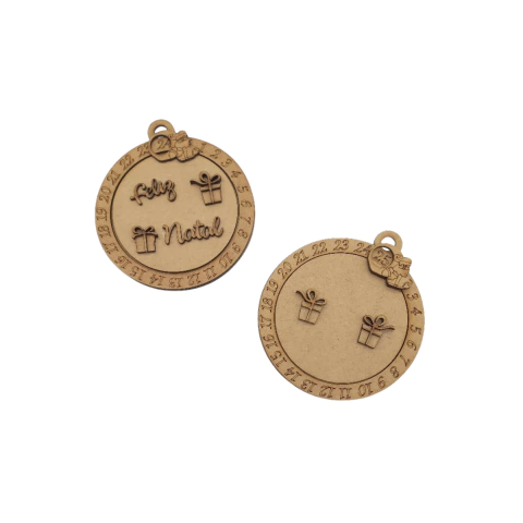 Calendário MDF Advento de Natal Giratório 15x13cm