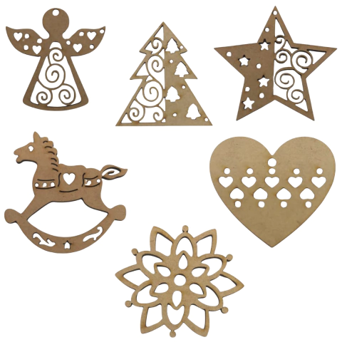 Enfeite MDF Pendente Natalino Detalhado