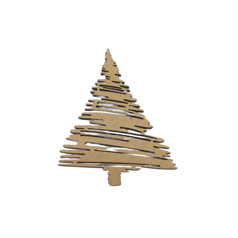 Aplique MDF Árvore de Natal Pinheiro Riscado 10x7,5cm
