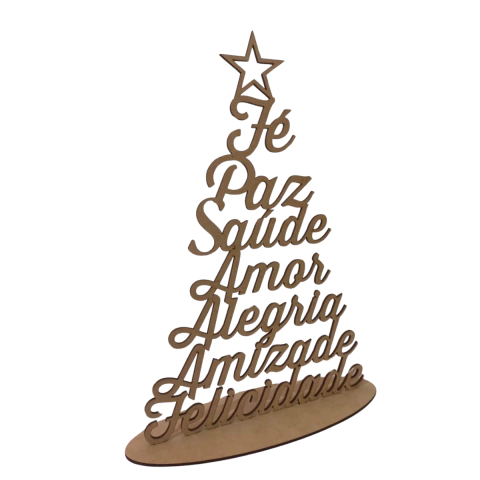 Árvore de Natal MDF com Dizeres Cursiva