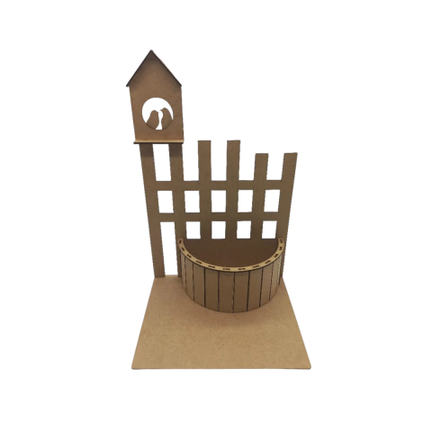 Poço MDF Cachepot Meia Lua Decorativo 37x23,5x19cm