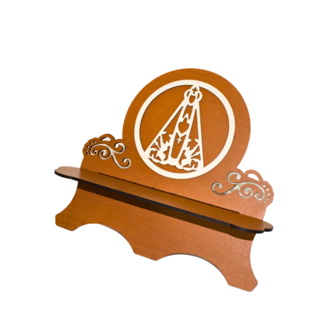 Porta Bíblia MDF Tabaco Nossa Senhora 3D Nº2 32x30x7cm