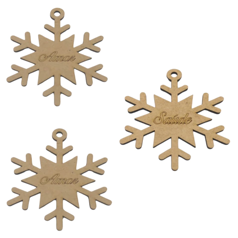 Enfeite MDF Pendente Natalino Floco de Neve 9x8cm