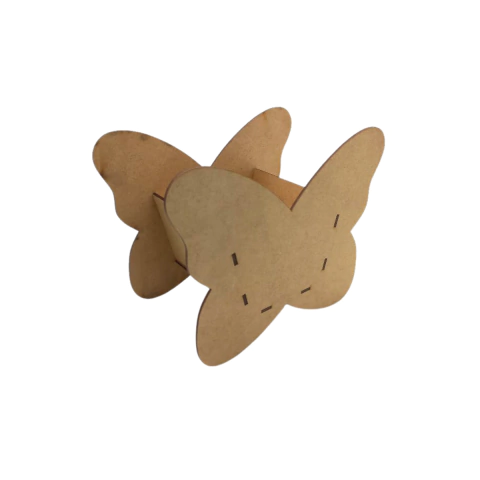 Cachepot MDF Decorativo de Borboleta lisa 20x15x11cm cru
