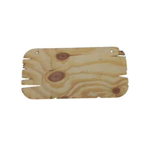 Placa Retangular Rústica em Pinus a Laser 30x15cm