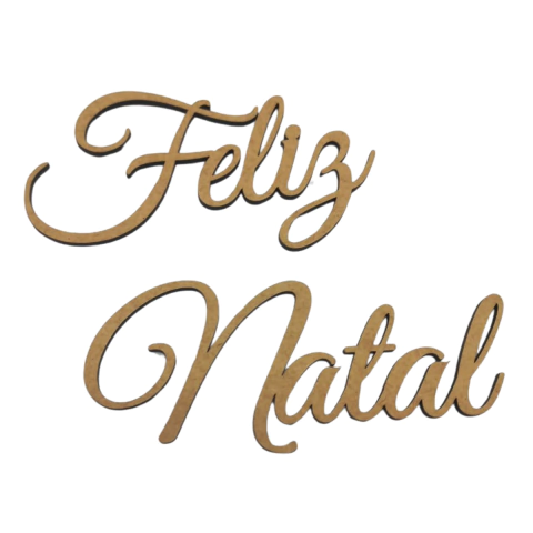Palavra MDF Feliz Natal Cursiva Trabalhada 20,5x5cm