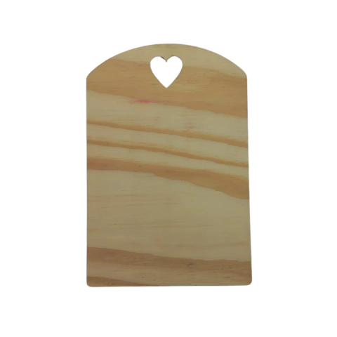 Placa Decorativa Retangular com Coração Pinus a laser 29x19cm