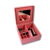 Caixa Flocada Interno e Externo Para Maquiagem Com Espelho 22x22x8 Rosa - MDF
