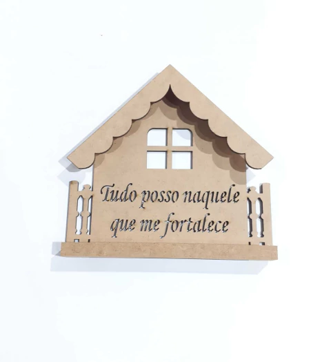 PORTA CHAVE CASA FRASE TUDO POSSO NAQUELE QUE ME FORTALECE 19X19CM