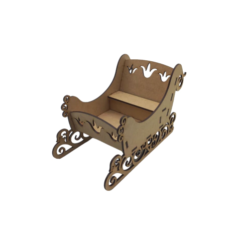 Decoração MDF Trenó de Natal 22,5x13,5x11cm