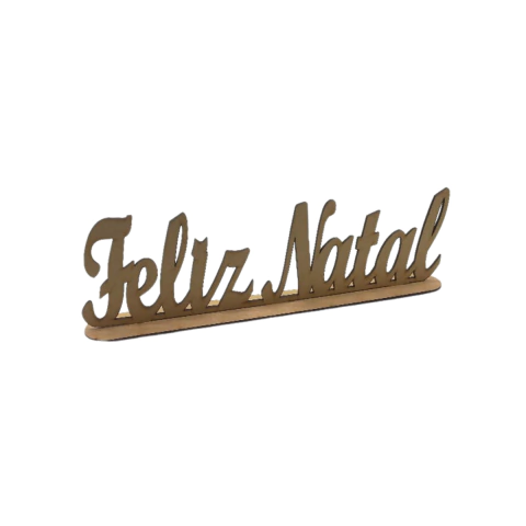 Palavra MDF Feliz Natal com base 30x9cm