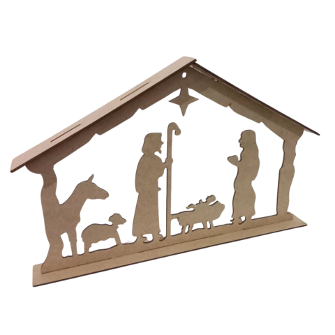 Presépio MDF de Natal com base 34x21x3,5cm