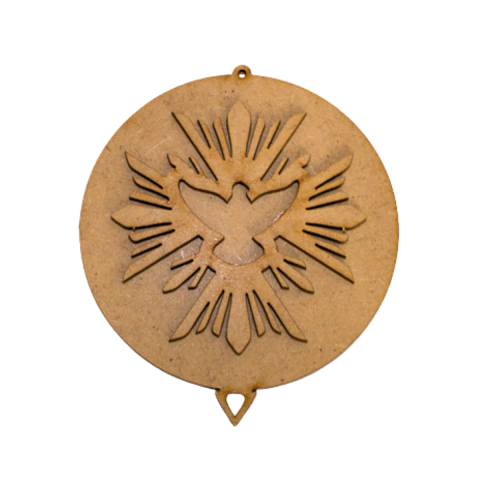 Placa MDF Moldura Escapulário Espírito Santo para porta 10cm