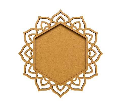 Moldura sextavada trabalhada MDF cru 12cm com fundo solto (VALIDAR PREÇO)