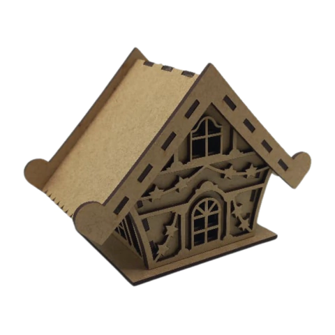 Casa de Natal MDF Estilo Europeu com Tampa 9,5x14x7cm Nº1 (desmontado)