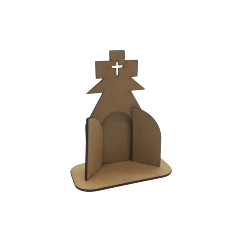 Oratório MDF Capela com Porta e Base 13x11x6cm