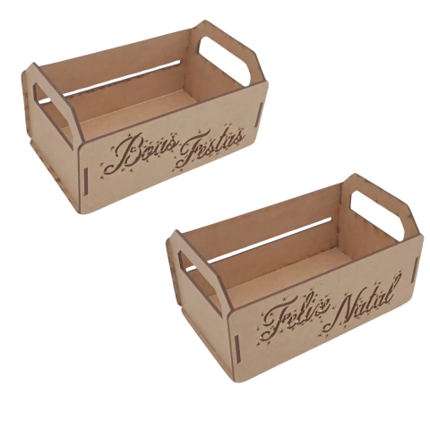 Caixote MDF Decorativo de Natal 20x13x11cm Cru