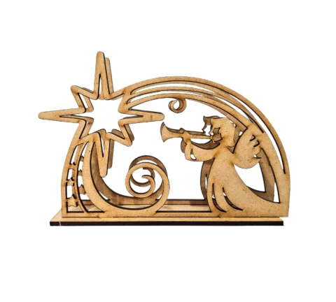 Porta guardanapos Natal MDF cru anjo com estrela 13x9x4cm (DESMONTADO)