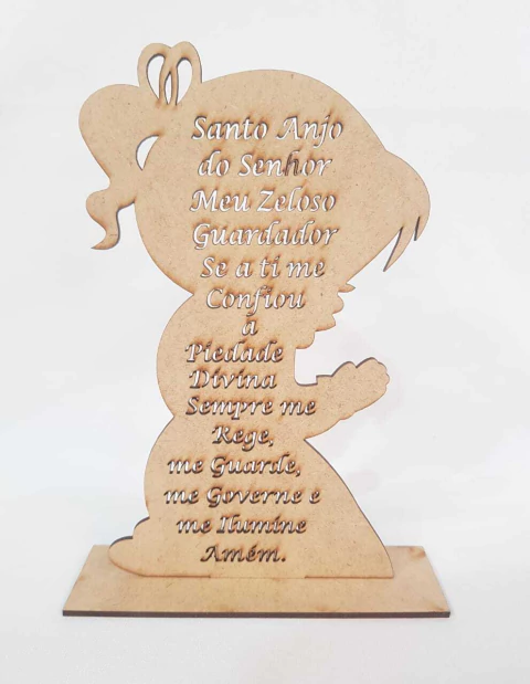 ORACÃO SANTO ANJO MENINA COM BASE 20X13CM