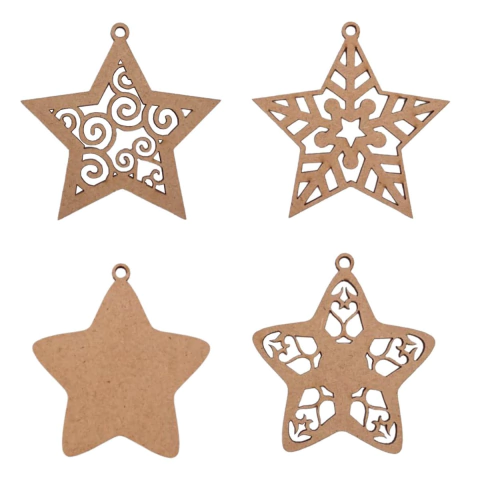 Enfeite MDF Pendente Estrela de Natal 5cm