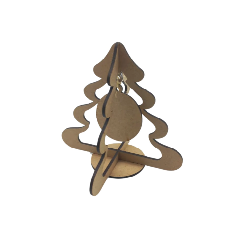 Árvore de Natal MDF com Pingente Bola na Base 11x11x11,5cm