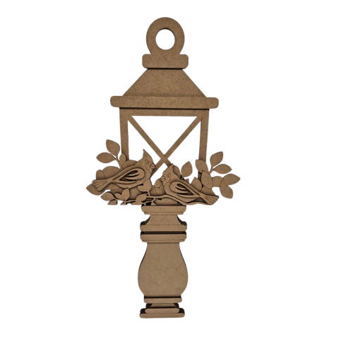 Enfeite MDF Natal Casal Pássaros com Base Torneado 42x21,5cm (desmontado)