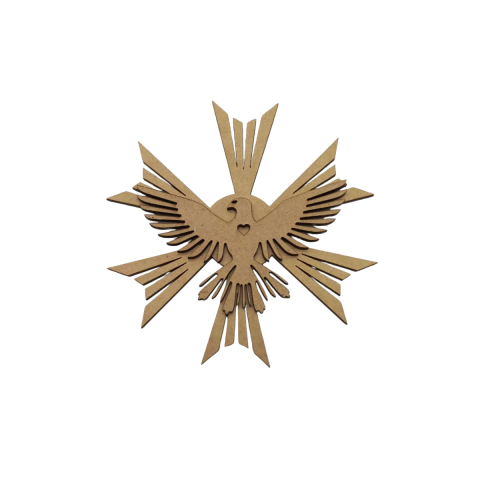 Escapulario MDF com Espirito Santo 13cm Nº1 (Resp Nº1-13cm + Esp Santo Nº2-10cm)