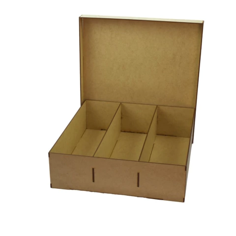 CAIXA LASER PARA VINHO 3 DIVISÓRIAS 31,5X30X9CM